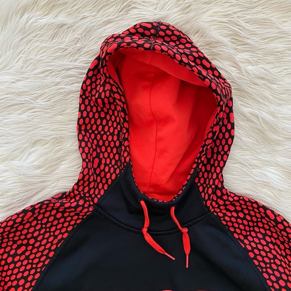 Nike Therma Fit Womens Just Do It Black Red Polka Dot Pullover Hoodie Sweatshirt - Picture 2 of 9